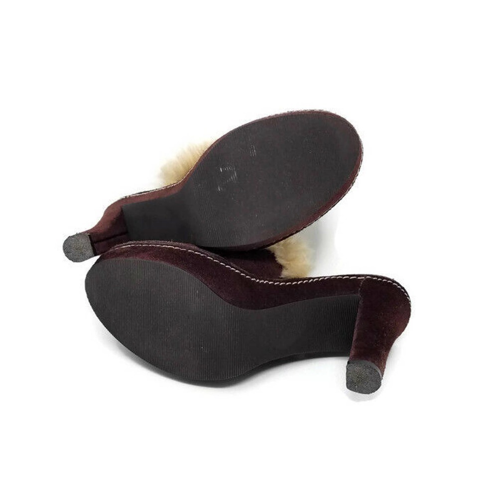 Sam & Libby SIBYLA Brown Winter Suede Fur Platform Clogs Mules Womens 6M - Picture 7 of 10